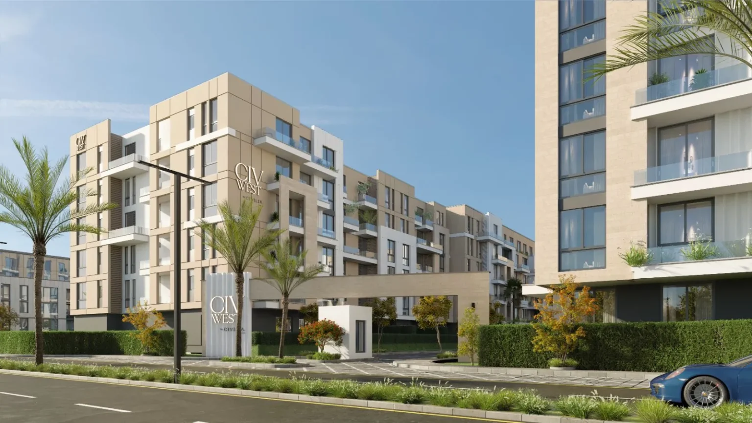 Modern residential complex with multiple apartment building Named CIV.WEST
